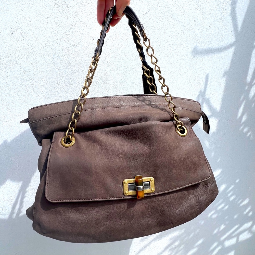 LANVIN Brown Happy Leather Shoulder Bag